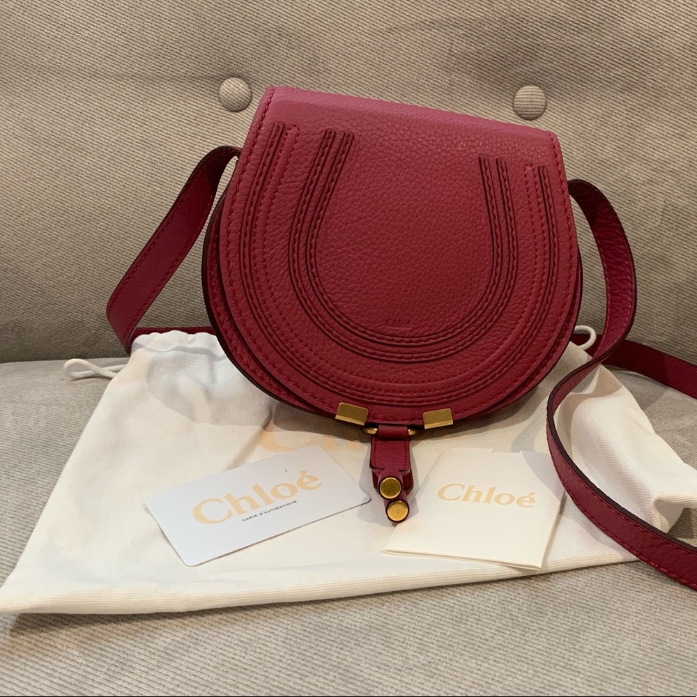 Chloe small/mini Marcie Leather Crossbody DarkPink